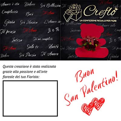 Certificati Creflò con spazio per bollino fiorista per San Valentino 2024