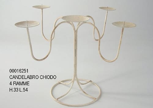 Candelabro in ferro 4 fiamme per composizioni floreali h54 cm