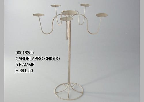 Candelabro in ferro 5 fiamme per composizioni floreali h68 cm
