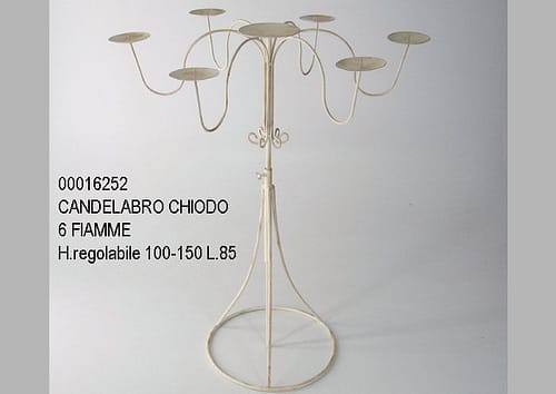 Candelabro in ferro 6 fiamme per composizioni alt. regolabile