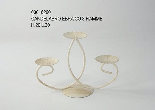 Candelabro ferro 3 fiamme in linea stile shabby chic alto 20 cm