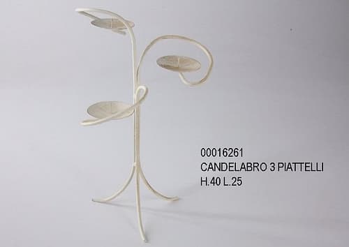 Candelabro stretto in ferro con 3 fiamme altezza 40 cm