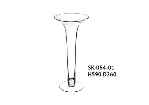 Vaso vetro orlo ampio con piede alto 59 cm