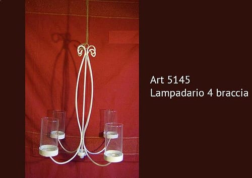Lampadario portacandele 4 braccia con proteggi fiamma - Candelabri