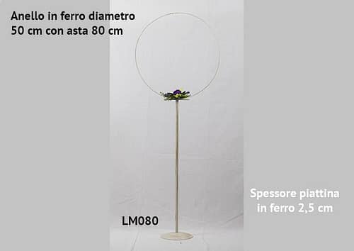Anello in ferro diametro 50 cm con asta 80 cm - Strutture per addobbi floreali