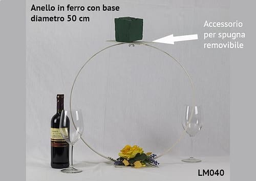 Anello in ferro diametro 50 cm con base - Strutture per addobbi floreali