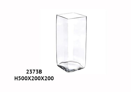 Vaso prisma di vetro quadrato taglio freddo cm 20x20 h50