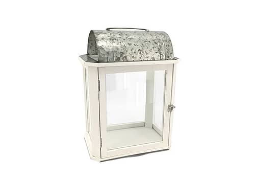 Immagine e commerce Lanterna bianca legno forma rettagolare tetto tondo cm 32x22 h44