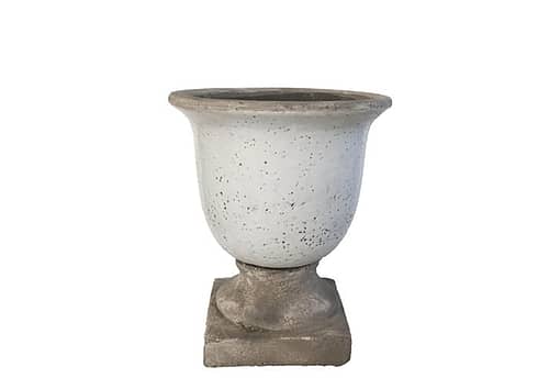 Immagine e commerce Vaso in cemento decorativo con piede colore bianco grigio cm31 h36