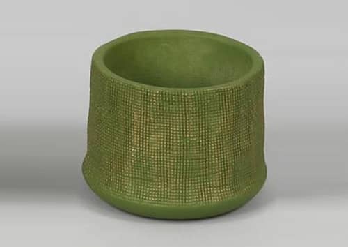 Immagine e commerce Portavaso in cemento con decori oro per piante vaso 12 cm-Verde