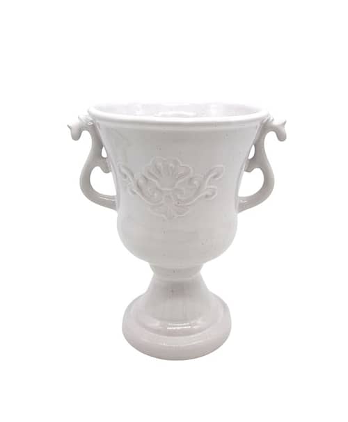 Immagine e commerce Calice ceramica bianca decoro floreale manici lavorati cm 9 h12