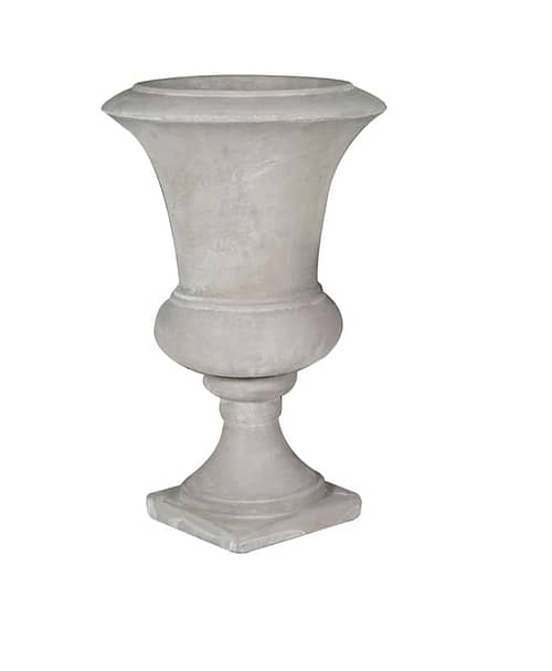 Immagine e commerce Vaso mediceo svasato cemento grigio liscio piede quadro per addobbi fiori cm 24 h39