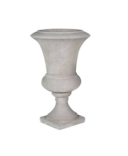 Immagine e commerce Vaso mediceo svasato cemento grigio liscio piede quadro per addobbi fiori cm 17 h29