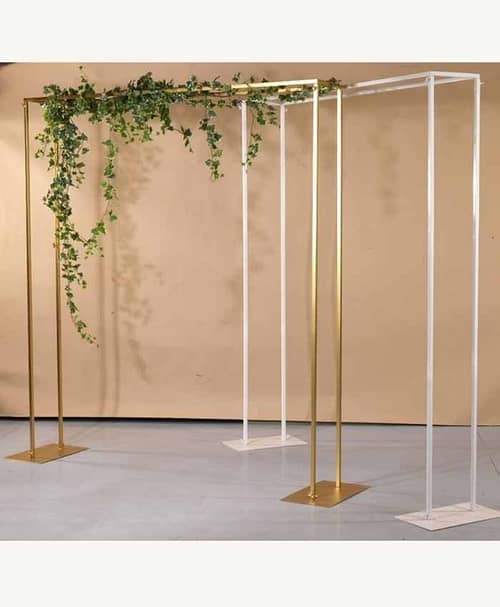 Immagine e commerce Arco sposi rettangolare metallo bianco doppie colonne e traverse cm 200x25 h220