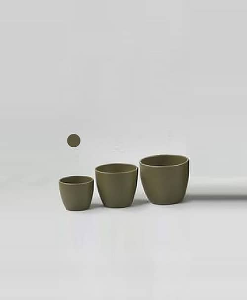 Immagine e commerce Porta vaso bombato in ceramica per piante diametro 10 cm-Verde olivo Opaco