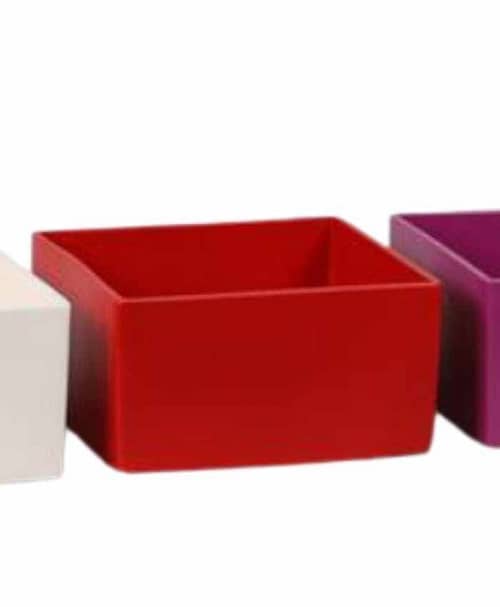 Immagine e commerce Quadrato in ceramica per 4 orchidee o piante vaso 12-Rosso