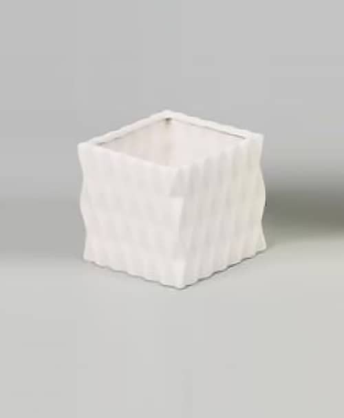 Immagine e commerce Cubo in ceramica lavorato per Orchidea-Bianco