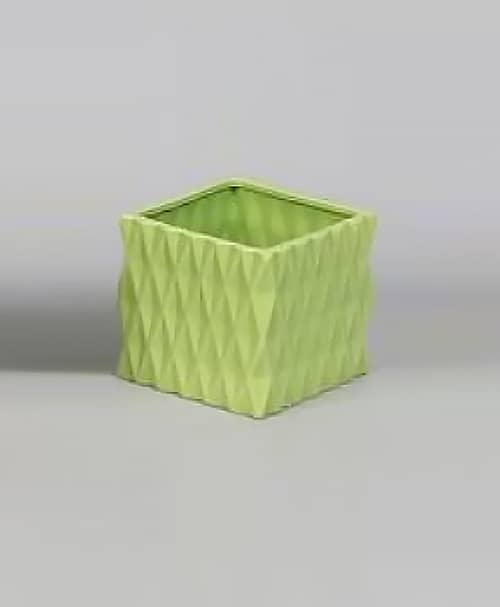 Immagine e commerce Cubo in ceramica lavorato per Orchidea-Verde Mela