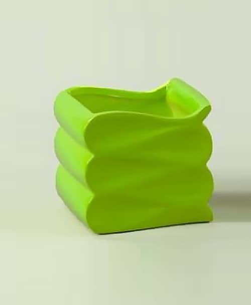 Immagine e commerce Cubo in ceramica per Orchidea decorazione onda-Verde