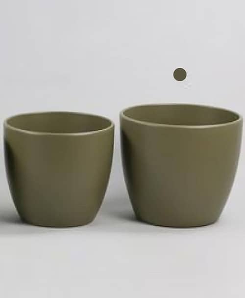 Immagine e commerce Porta vaso bombato in ceramica per piante diametro 26-28 cm-Verde olivo Opaco