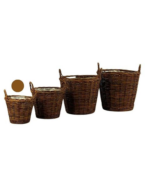 Immagine e commerce Porta vaso in vimini grezzo con manici per piante con vaso diametro 20 cm