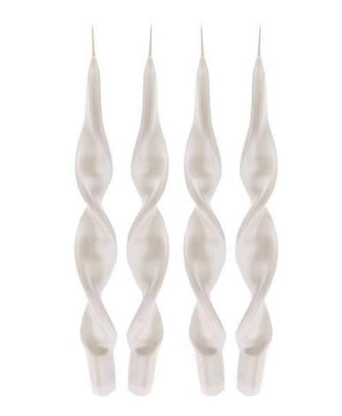 Immagine e commerce Candela Artistica Torciglione alta 27cm Confezione 4pz - Bianco perlato