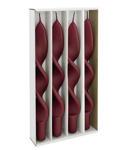 Immagine e commerce Candela Artistica Torciglione alta 27cm Confezione 4pz - Bordò