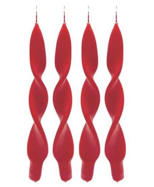 Immagine e commerce Candela Artistica Torciglione alta 27cm Confezione 4pz - Rosso