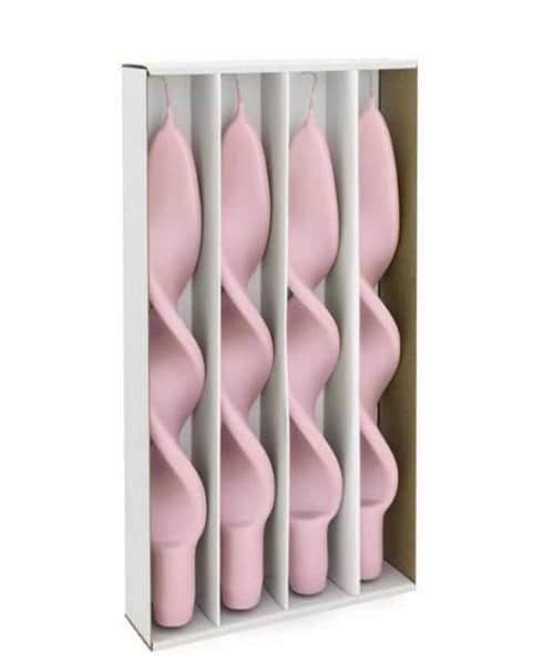 Immagine e commerce Candela Artistica Torciglione alta 27cm Confezione 4pz - Rosa Antico