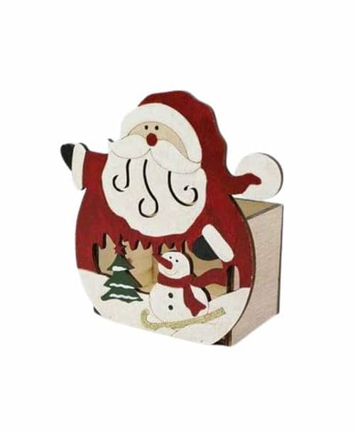 Immagine e commerce Cesto quadrato legno con babbo natale cm 15x8 h15 cm