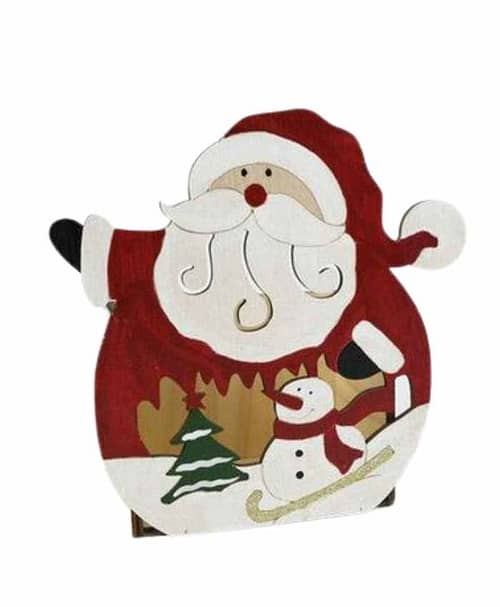 Immagine e commerce Cesto quadrato legno con babbo natale cm 18x10 h18 cm