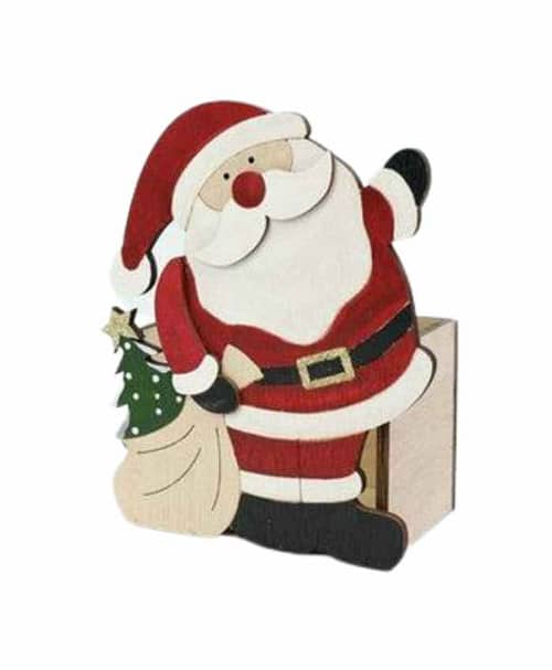 Immagine e commerce Cesto quadrato legno con babbo natale con doni cm 15x8 h15 cm