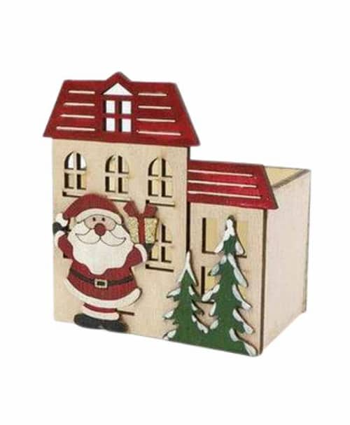 Immagine e commerce Cesto Rettangolare legno casa di babbo Natale cm 11x8 h11 cm