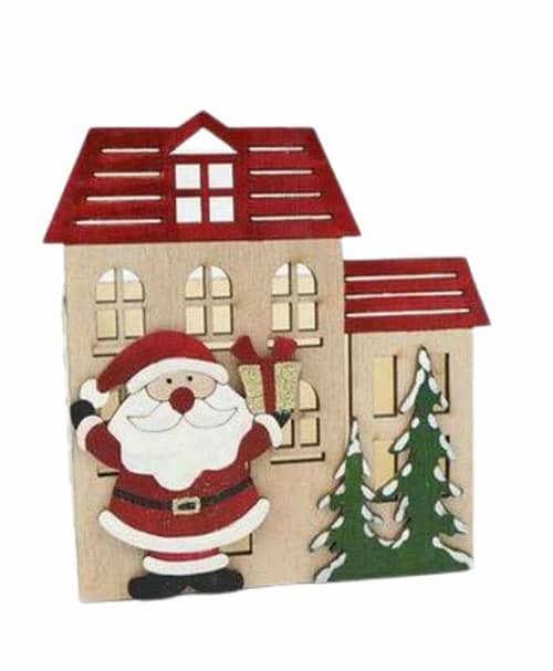 Immagine e commerce Cesto Rettangolare legno casa di babbo Natale cm 13x9 h14 cm