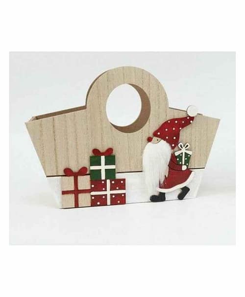 Immagine e commerce Cesto borsetta rettangolare svasata con babbo natale cm 18x9 h13 cm