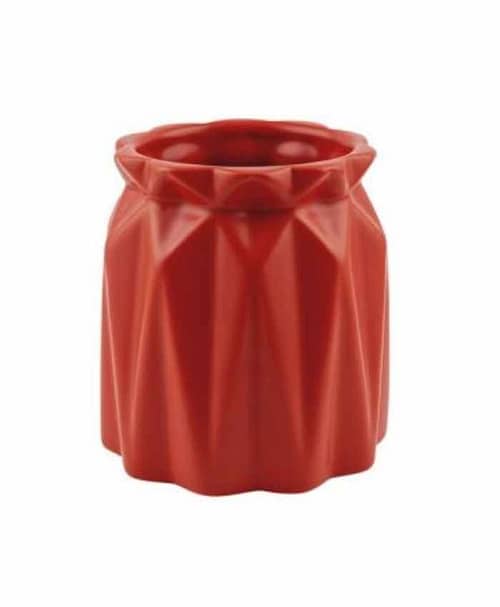 Immagine e commerce Porta Vaso in ceramica decoro geometrico per orchidea diametro 13 alto 13 cm-Rosso