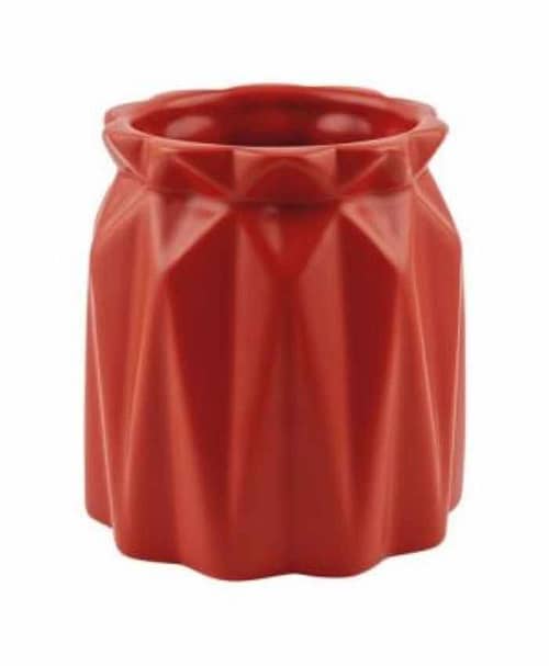 Immagine e commerce Porta Vaso in ceramica decoro geometrico diametro 15 alto 15 cm-Rosso
