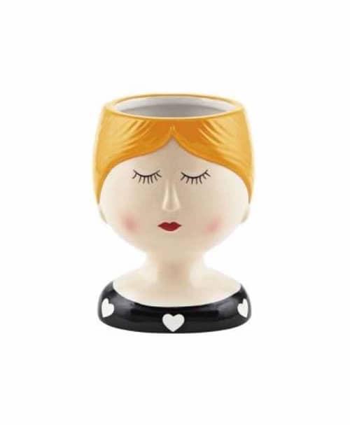 Immagine e commerce Portavaso busto donna in ceramica con vestito a cuori alto 10 cm-Nero