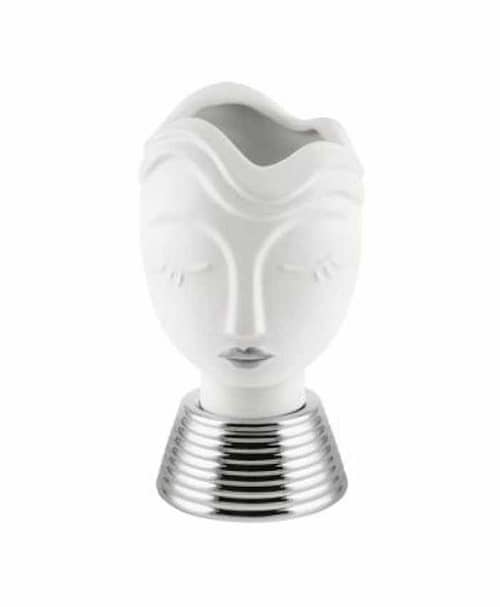 Immagine e commerce Busto ragazza in ceramica con rossetto in tono colore alto 19 cm-Argento