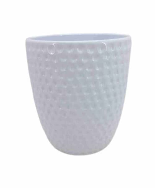 Immagine e commerce Portavaso Orchidea in ceramica martellata alto 14 diametro 12-Bianco
