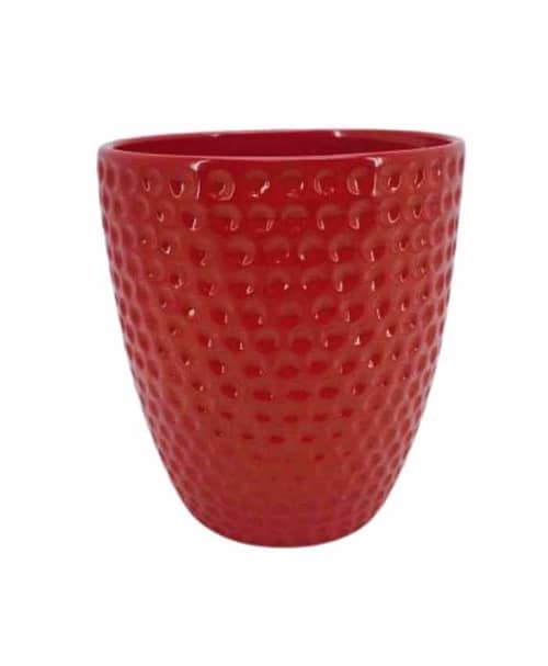 Immagine e commerce Portavaso Orchidea in ceramica martellata alto 14 diametro 12-Rosso