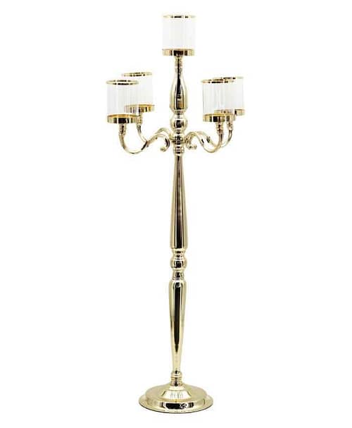 Immagine e commerce Candelabro in metallo oro e vetro  5 Fiamme alto 102 diametro 42