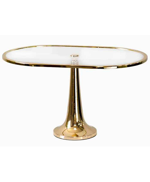 Immagine e commerce Alzata di vetro e metallo oro ovale bassa misure in cm 46x30 h 26