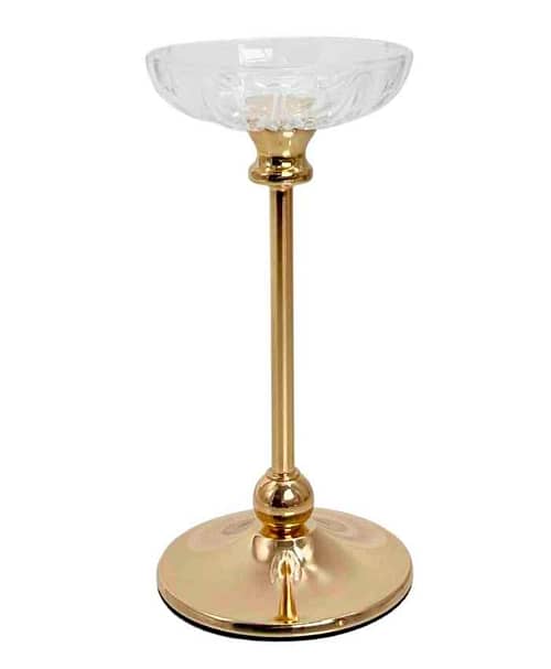 Immagine e commerce Alzata vetro e metallo oro porta candela moccolo o tea light diametro 10 alta 21 cm
