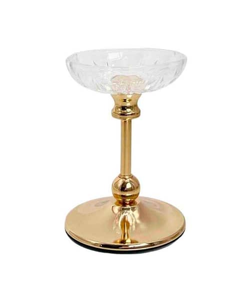 Immagine e commerce Alzata vetro e metallo oro porta candela moccolo o tea light diametro 10 alta 14 cm