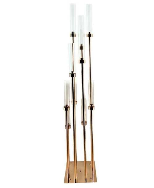 Immagine e commerce Candelabro moderno 10 braccia su base quadrata con parafiamma in vetro altezza max 126 cm