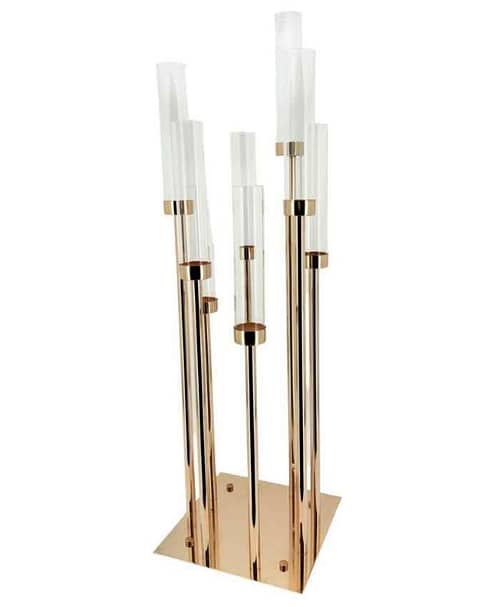 Immagine e commerce Candelabro moderno 10 braccia su base quadrata con parafiamma in vetro altezza max 136 cm