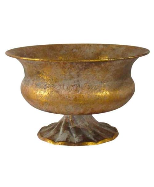 Immagine e commerce Ciotola metallo dorato orlo aperto piede a coste spiraliformi diametro 25 cm