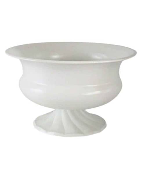 Immagine e commerce Ciotola metallo bianco orlo aperto piede a coste spiraliformi diametro 25 cm