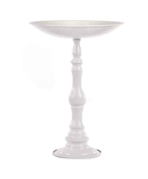 Immagine e commerce Alzatina in metallo bianco forma ovale stelo a balaustra cm 38x30 h46